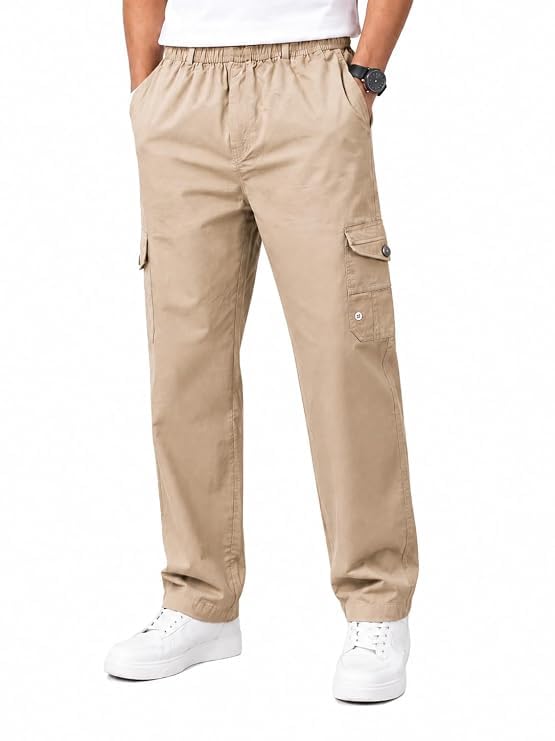 Men’s Stylish Beige Cargo Jogger Pants | Slim Fit Cotton Casual Trousers with Multi Utility Pockets | Comfortable Stretchable Cargo Pants, Travel & Outdoor Use-picture-54