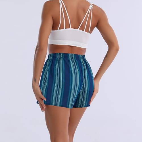 Image of Boxer Shorts for Women Gingham Sleep Y2k Printed Boxers Pj Boxer | Trendy Short,Checkered,Baggy Pj Boxers