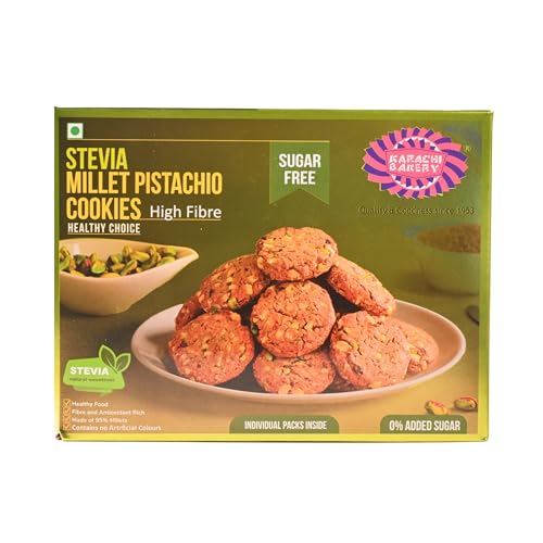 Image of Karachi Bakery Sugar Free Stevia Pistachio and Millet Cookies 300g