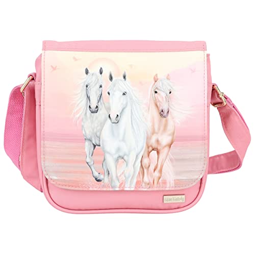 Depesche 12242 Miss Melody Sundown - Umhängetasche in Rosa mit goldenen Applikationen, kleine Tasche mit Reißverschluss und längenverstellbarem Tragegurt