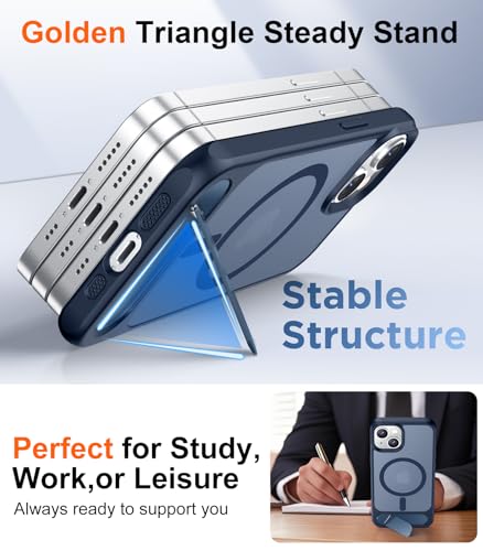 Image of Magnetic Compatible with iPhone 14 Case /iPhone 13 Case,[Built-in Invisible Kickstand][Compatible with MagSafe][Military Grade Shockproof] Slim Translucent Matte Phone Case for iPhone 14 /13 6.1 inch