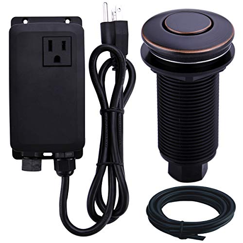 SINKINGDOM Garbage Disposal SinkTop Air Switch Kit with Long Button,Brass Made Cover,Oil Rubbed