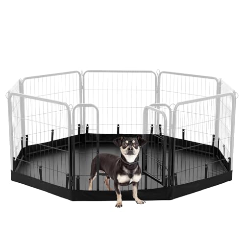 Image of PJYuCien Octagon Playpen Bottom Pad for 24'' Width 8 Panel Pen, Black | Protect Floor, Easy to Move and Clean, Perfect for Puppy, Duck, and Other Small Animals, Hook Connect