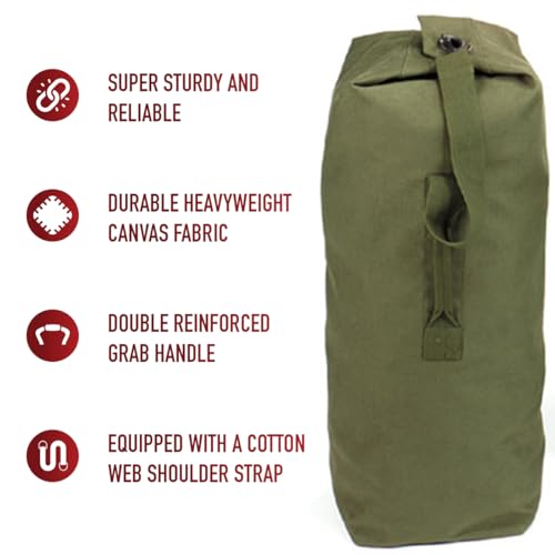 Rothco Heavyweight Top Load Canvas Duffle Bag - Rugged, Reliable, Ready for Your Adventures - 21" x 36" - Olive Drab2