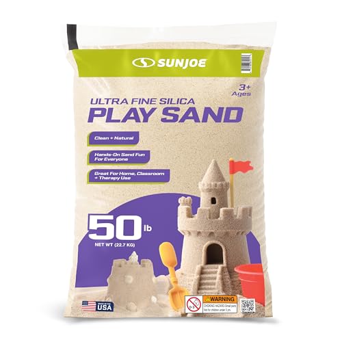 Sun Joe Silica Play Sand for Sandbox, Sensory Table & Garden Spaces, Ultra Fine, 50 Lb Bag - Indoor...