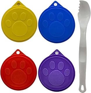 Pet Food Can Lids For Tins Universal Size Dog Cat Food Can Covers Set of 4 with Spoon/Fork