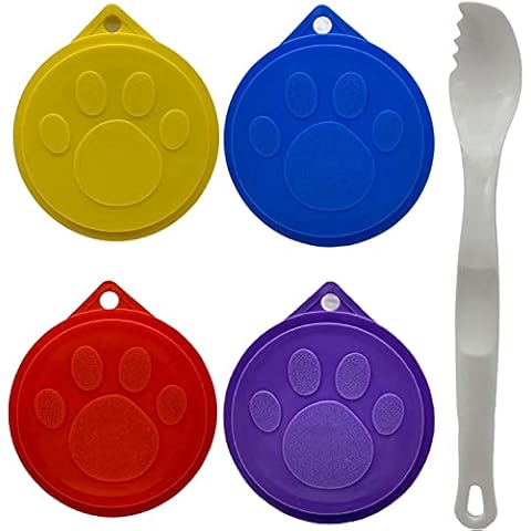 Pet Food Can Lids For Tins Universal Size Dog Cat Food Can Covers Set of 4 with Spoon/Fork Cover