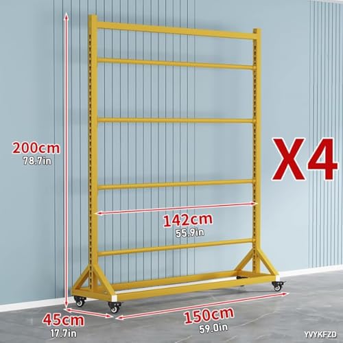 Estante de almacenamiento de rollos de tela con varilla ajustable y ruedas para textil y vinilo. 6