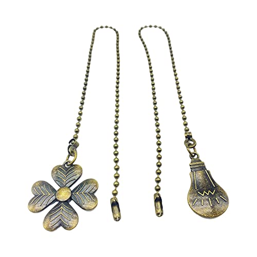 Image of Fan Pull Chain Extension Set, 2 Pack 18 Inch Metal Beaded Pull Chains with Connector for Ceiling Fan and Lamp Switch Replacement, Brown