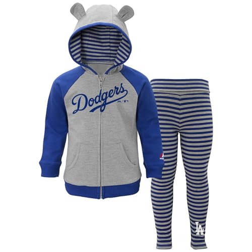 Outerstuff MLB Toddlers Great Catch Full Zip Hoodie and Pant Set, Los Angeles Dodgers, 2T