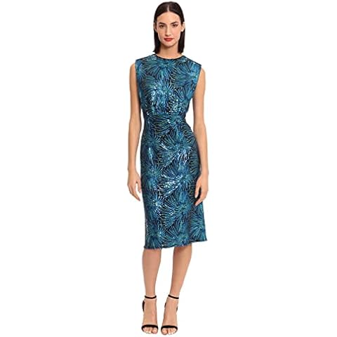 Donna Morgan Women's Holiday Sequin Dress Event Occasion Cocktail Party Guest, Black/Multi, 10 Cover