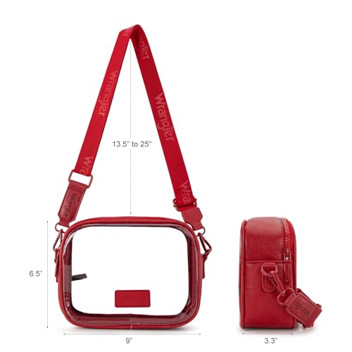 Image of Wrangler Clear Bag for Stadium Events Crossbody Purse for Concerts, Sports | Stadium Approved Clear Bag for Sports,Concerts|See Through Bag|0.4mm Thickened PVC|Waterproof|Lightweight