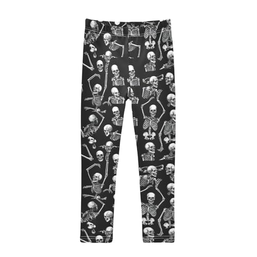 Skeleton Gray Girls Casual Leggings for Kids Printed Long Pant Bottoms Stretch and Soft