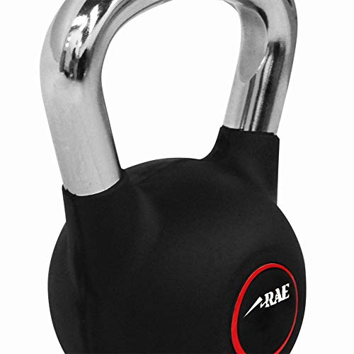 Kettlebell Emborrachado com Pegada Cromada para Treinamento Funcional 16 kg - Rae Fitness