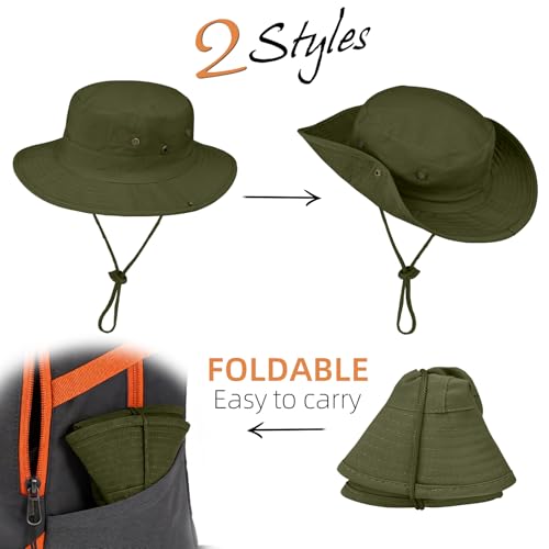 Image of Sun Hats for Men Women Boonie Hat Foldable Fishing Hat UPF 50+ Bucket Hat for Fishing Hiking Garden Safari Beach