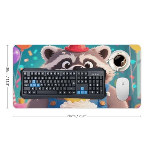Desk Pad Protector 24x12 Inch Extended Cute Raccoon miniatura 2