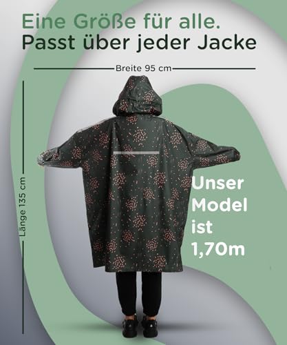 Jubi® Regenponcho Damen aus 100% Recycled Polyester - Grün- Nachhaltig, Leicht & Wasserdicht