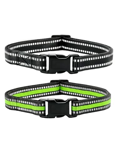 Training Collar Replacement Straps Adjustable Nylon Bands for E-Collars & Shock Collars 2-Pack (Black&Green) - Dog Collar Accessory Fits Most 3/4 Inch Electronic Training Collars