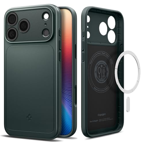 Spigen 【創業18年の技術力】 iPhone 17 Pro ケース MagSafe対応 マグネット搭載 米軍MIL規格 マット 薄型 シン・フィット・マグフィット (アビス・グリーン) ACS09935