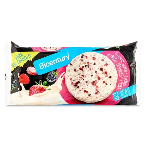 Tortitas de arroz con chocolate blanco y frutos rojos Bicentury bolsa 132 g