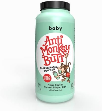Anti Monkey Butt Baby Powder with Calamine, Prevents Diaper Rash and Absorbs Moisture, Talc Free, 6 Ounces