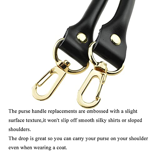 Image of Hahiyo Purse Handle Replacement Cowhide Leather Handle Strap Shoulder Handbag Tote Belt Lobster Swivel Clasp Buckle Sturdy Easy Clip on Attach Stay on Not Slip off Not Leave Mark on Body 15.7inch 2PCS