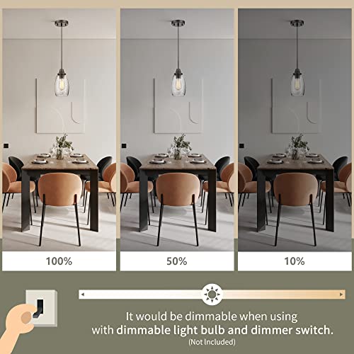 Viinew Mini Glass Pendant Light Black Finish With Handblown Black Seeded Art Oval Glass Adjustable Cord Farmhouse Lamp Ceiling Pendant Light Fixture For Kitchen Island,Dining Room,Living Room,Bedroom #TOP5