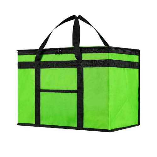 Image of NZ home Insulated Bags for Food Delivery (2XL) Grocery Shopping Cooler Bag, Pizza Delivery, Hot & Cold Catering Tote, Reusable, Foldable & Heavy Duty (Green)