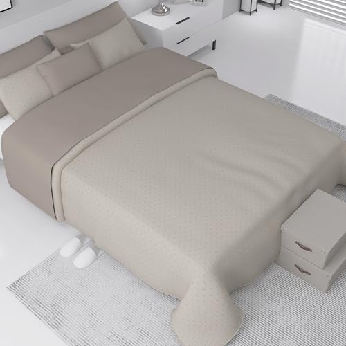 SomniHome Colchas Cama 135 140 150 Cubre Cama Doble Lisa. Colcha Bouti. Colcha Primavera Verano. Colcha Fina Entretiempo Moderna. Regalo 2 Fundas de Almohada. Color Arena