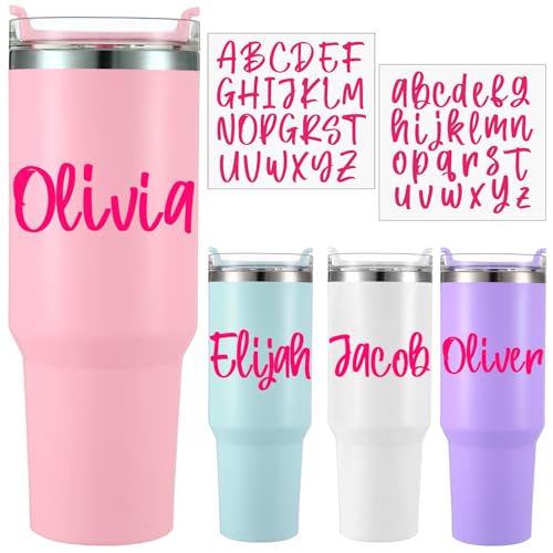 Image of Humyoun 6 Sheets UV Dtf Cup Wrap Name Stickers for Water Bottles Waterproof Vinyl Decals Personalized Custom Lettering Gift Stickers for Cups Love 14-40oz Tumbler Mugs DIY Craft (Rose Red)