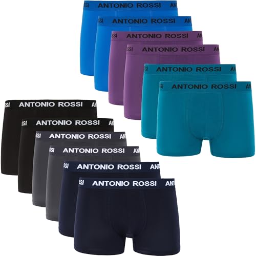 ANTONIO ROSSI Herren (12er-pack) Herren-boxer-hipster Fitted Boxer Hipsters, Schwarz, Blau, Grau, Grün, L EU