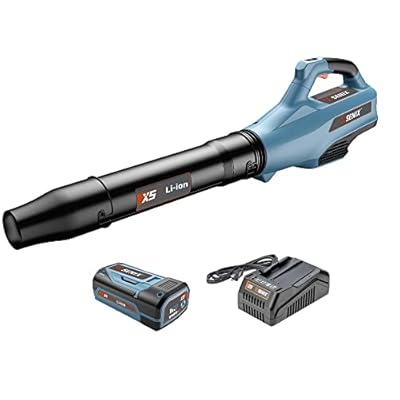 SENIX X5 58 Volt Max Handheld Cordless Leaf Blower with Brushless Motor, Up to 520 CFM and 129 MPH, 3 Speeds, Lightweight, Includes 2.5 Ah Li-Ion Battery and Charger (BLAX5-M)