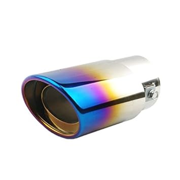 PRIKNIK Car Exhaust Silencer Tip Chrome Half Burnt Blue 1.5 to 2.25 inch Exhaust Pipe Diameter- Compatible with Mahindra e2o NXT