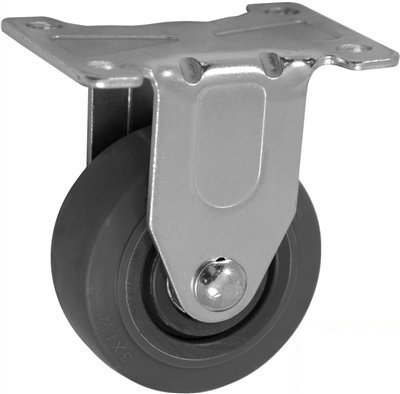 CasterHQ - 3 X 1.25 Light Duty Thermo Rubber Wheel - Rigid Caster - Light/Medium Duty Equipments Plate Size: 2-3/8 - 3-5/8