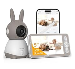 ieGeek 2K Baby Monitor (Moniteur Bébé), 360° AI & Cry Detection Video Baby Monitor Camera w/ 5" Wireless Display, Mobile AP…