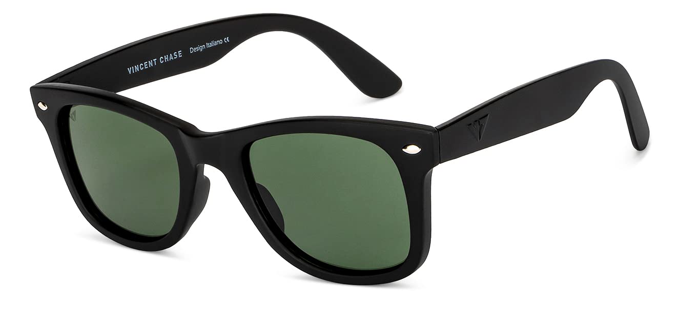 By Lenskart | Black Green Full Rim Square Branded Latest And Stylish Sunglasses | Polarization And 100% Uv Protected | Men & Women | Large | Vc 5147/P