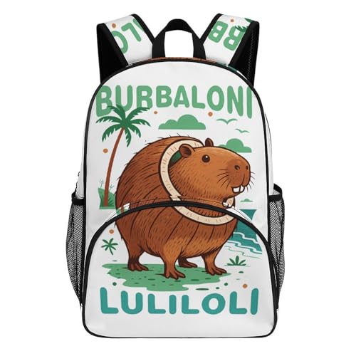 Burbaloni-luliloli Merch Large Travel Backpack Italian-Brainrot Meme Waterproof Lightweight Daypack White 44x32x19cm