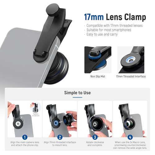 Kit Lente de Teléfono NEEWER Gran Angular 0,75x Macro 2x Compatible con iPhone Samsung LS-60 7