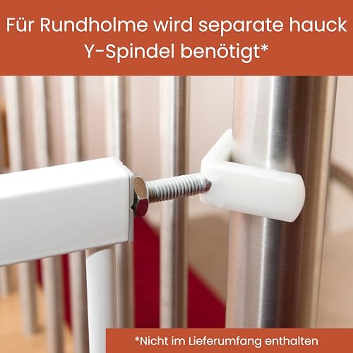 hauck Open N Stop KD + 21 cm Verlängerung, Weiß - Schutzgitter für Türen & Treppen, Breite Verstellbar 96-101 cm, 77 cm Hoch, ohne Bohren, für Kinder & Hunde, Einhändiges Öffnen in beide Richtungen
