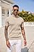 COOFANDY Men's Casual Turtleneck Sweater Slim Fit Basic Tops Short Sleeve Solid Color Ribbed Knit Pullover Beige