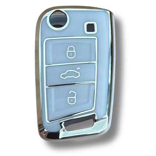 AutoHan Keys Nano Anahtar Kılıfı, Volkswagen Golf 7, Tiguan, Polo, T-Roc, T-Cross ile Uyumlu, Gri Lila, Lüks Koruma