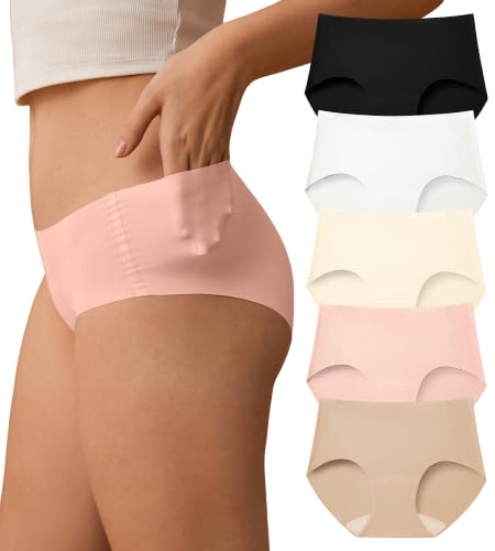 Image of SHARICCA Womens Seamless Underwear Nuage No Show Hipster Panties 5 Pack