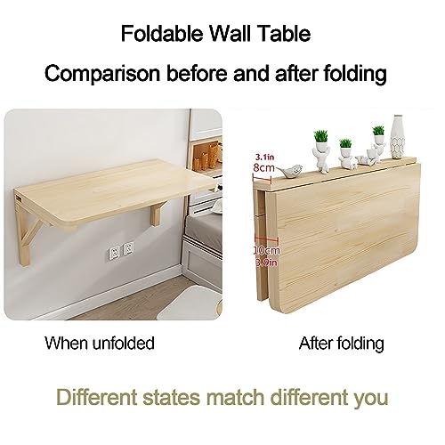 Table murale pliable en bois 80x60 cm pour optimiser l'espace d'un studio - 6
