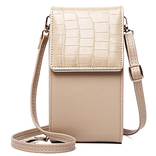 FORRICA Cartera Mujer Bolso de Teléfono Móvil Niña Bolso de Bandolera Pequeño Elegante Crossbody Bolsas Celular Monedero PU Cuero Albaricoque Cover