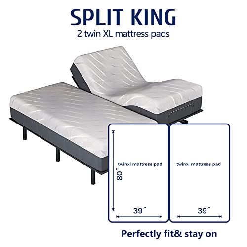 Mattress Topper Twin XL for Back Pain, Extra Thick Mattress Pad Cover, Plush Pillow Top, Deep Elastic Pocket, Grey