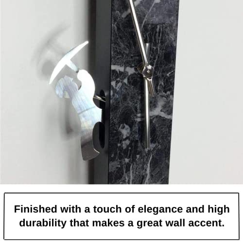 Spice Of Life Edge Pendulum Wall Clock Pillar - Marble Grey - Wooden Frame, Analog Time Display, Home Décor #TOP2