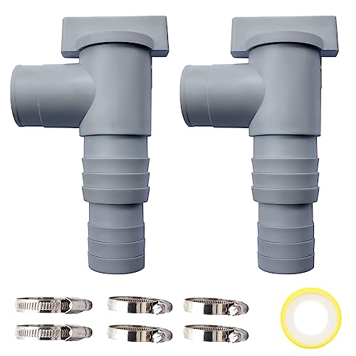 Mocoli Llave de Paso para Piscinas, Tubería de PVC de 32 mm Accesorios de Mantenimiento de Piscina, Accesorios de Piscina, Adaptador de Manguera de Piscina, con 6 Abrazaderas de Manguera (Juego de 2)