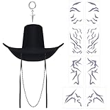 Tivi Tovo 3 Pack K-pop Theme Men Costume Accessories Cosplay Temporary Tattoos Sticker Black Korean Gat Hat