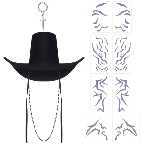 Tivi Tovo 3 Pack K-pop Theme Men Costume Accessories Cosplay Temporary Tattoos Sticker Black Korean Gat Hat