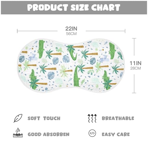 xigua Alligators Muslin Baby Burp Cloths Set of 1, Super Soft & Absorbent Burping Rags, Cotton Burp Clothes Shower Gift for Newborn, Baby Girls and Boys4